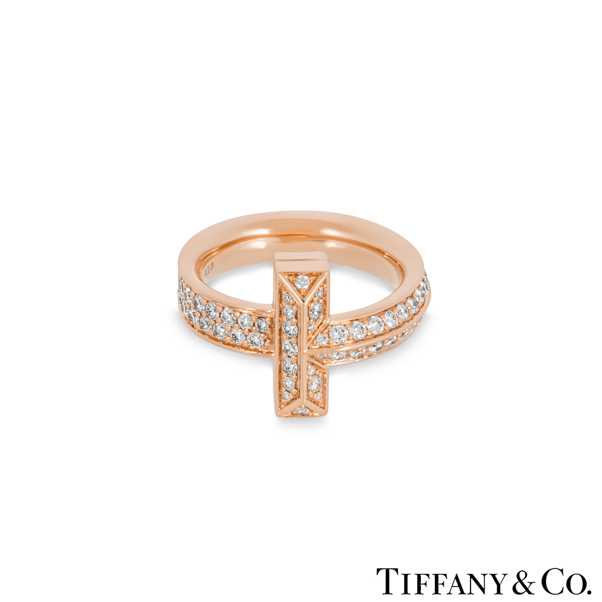 Custom Tiffany T1 Narrow Diamond Ring in 18k Rose Gold